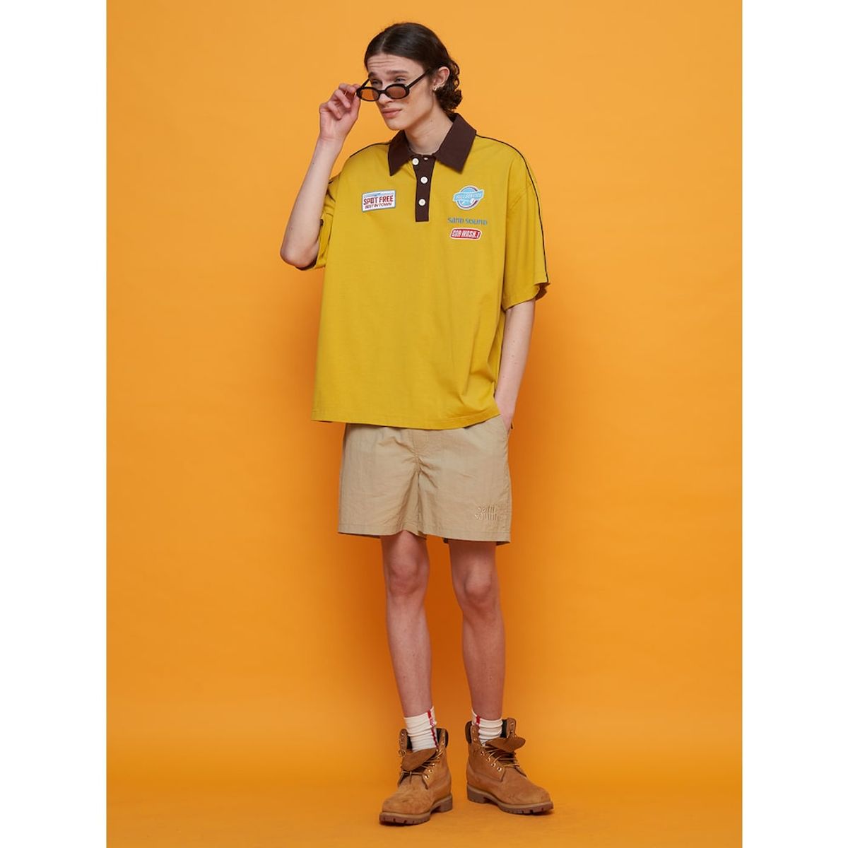 샌드 사운드(SAND SOUND) Car Wash TCollar TShirt  Mustard