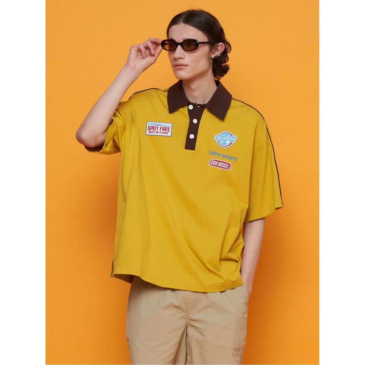 샌드 사운드(SAND SOUND) Car Wash TCollar TShirt  Mustard