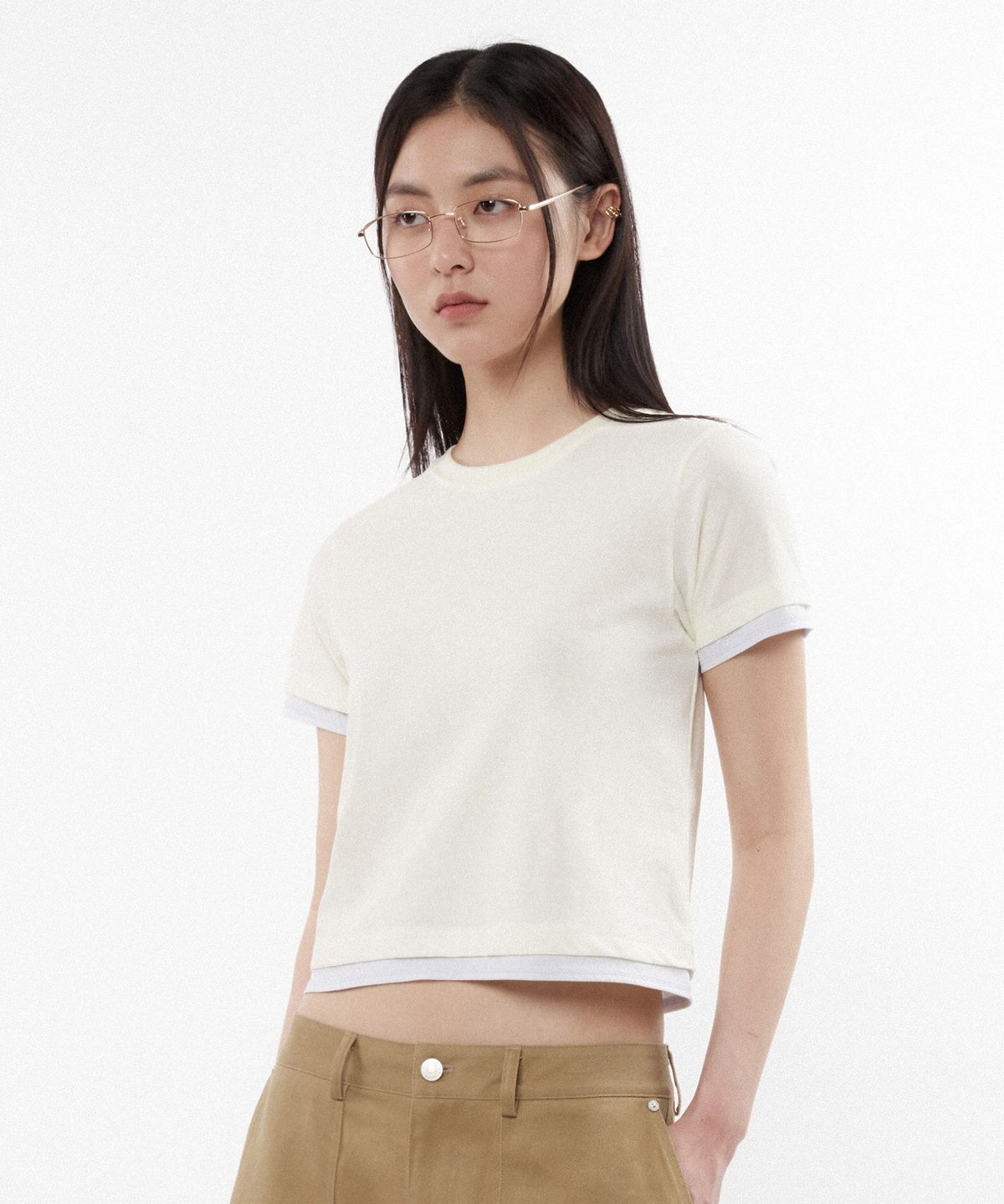 키뮤어(KIIMUIR) (우먼) 레이어드 반팔 티셔츠_6 COLOR
