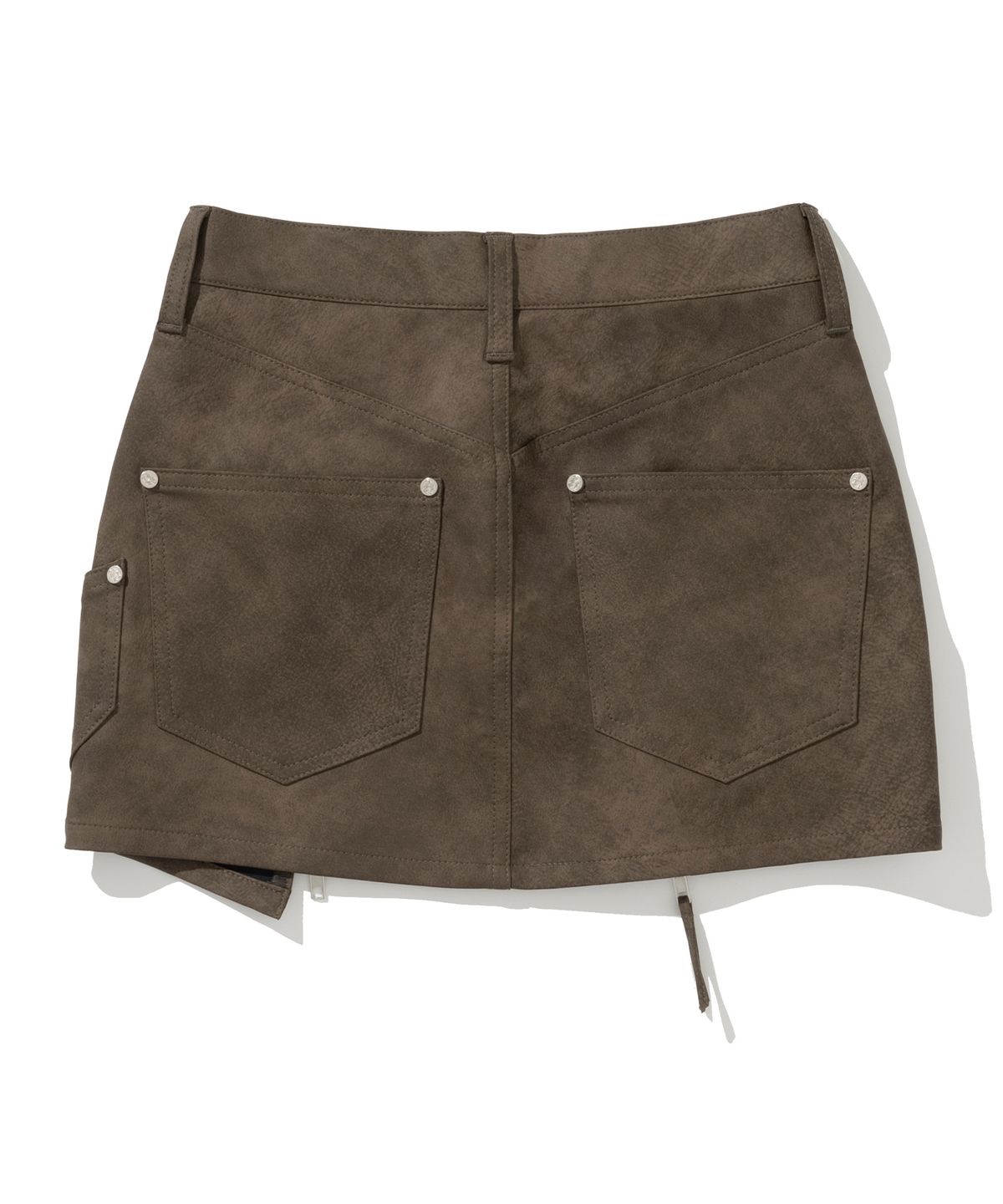낫포너드(NOT4NERD) W Vintage Leather Zipper Mini Skirt - Brown