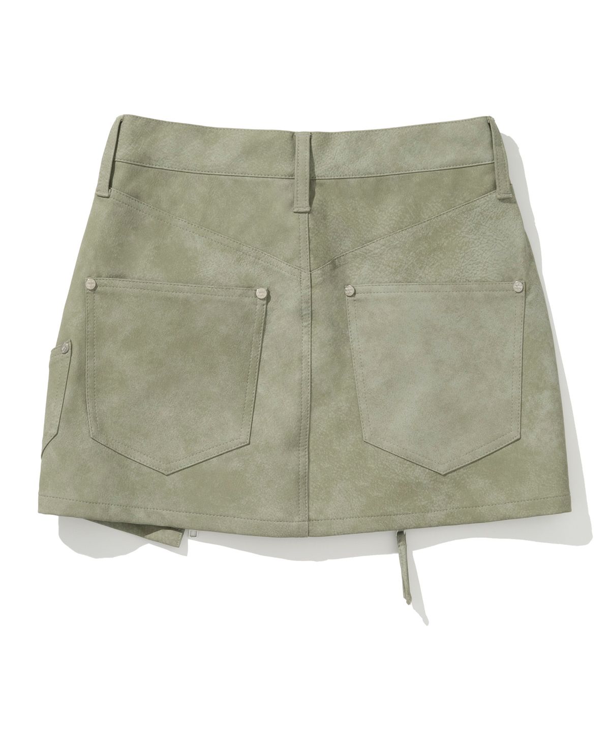 낫포너드(NOT4NERD) W Vintage Leather Zipper Mini Skirt - Light Khaki