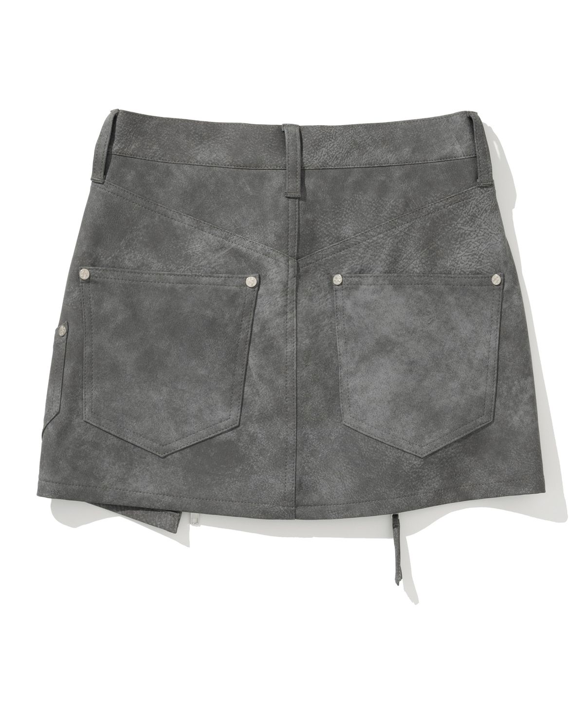 낫포너드(NOT4NERD) W Vintage Leather Zipper Mini Skirt - Charcoal