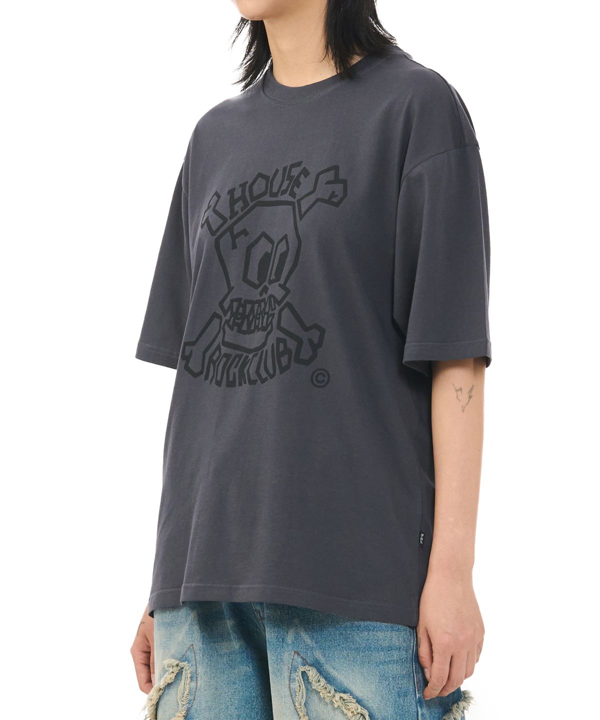 하우스 락 클럽(HOUSE ROCK CLUB) GARAGE SKULL TEE - CHARCOAL