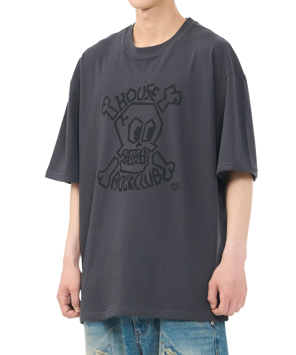 하우스 락 클럽(HOUSE ROCK CLUB) GARAGE SKULL TEE - CHARCOAL