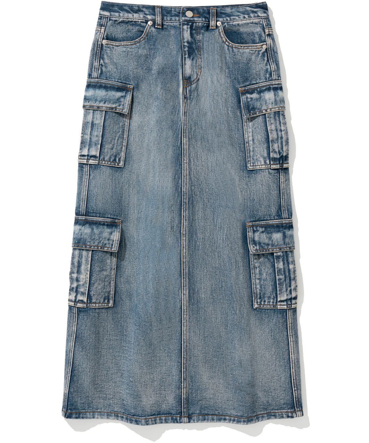 낫포너드(NOT4NERD) W Denim Cargo Long Skirt - Deep Blue