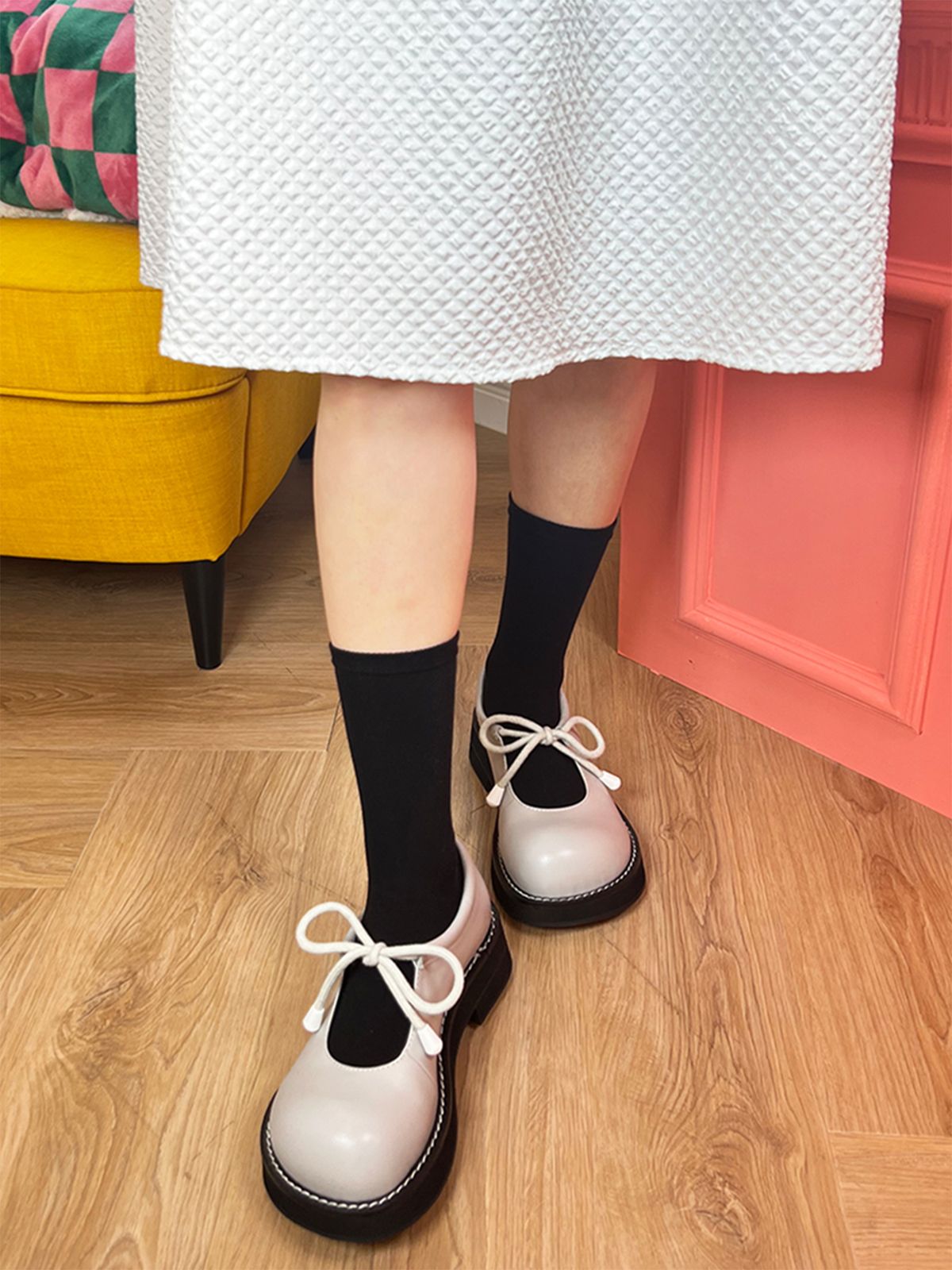 히푸(hippu) Ribbon Shoes Women [Gray]