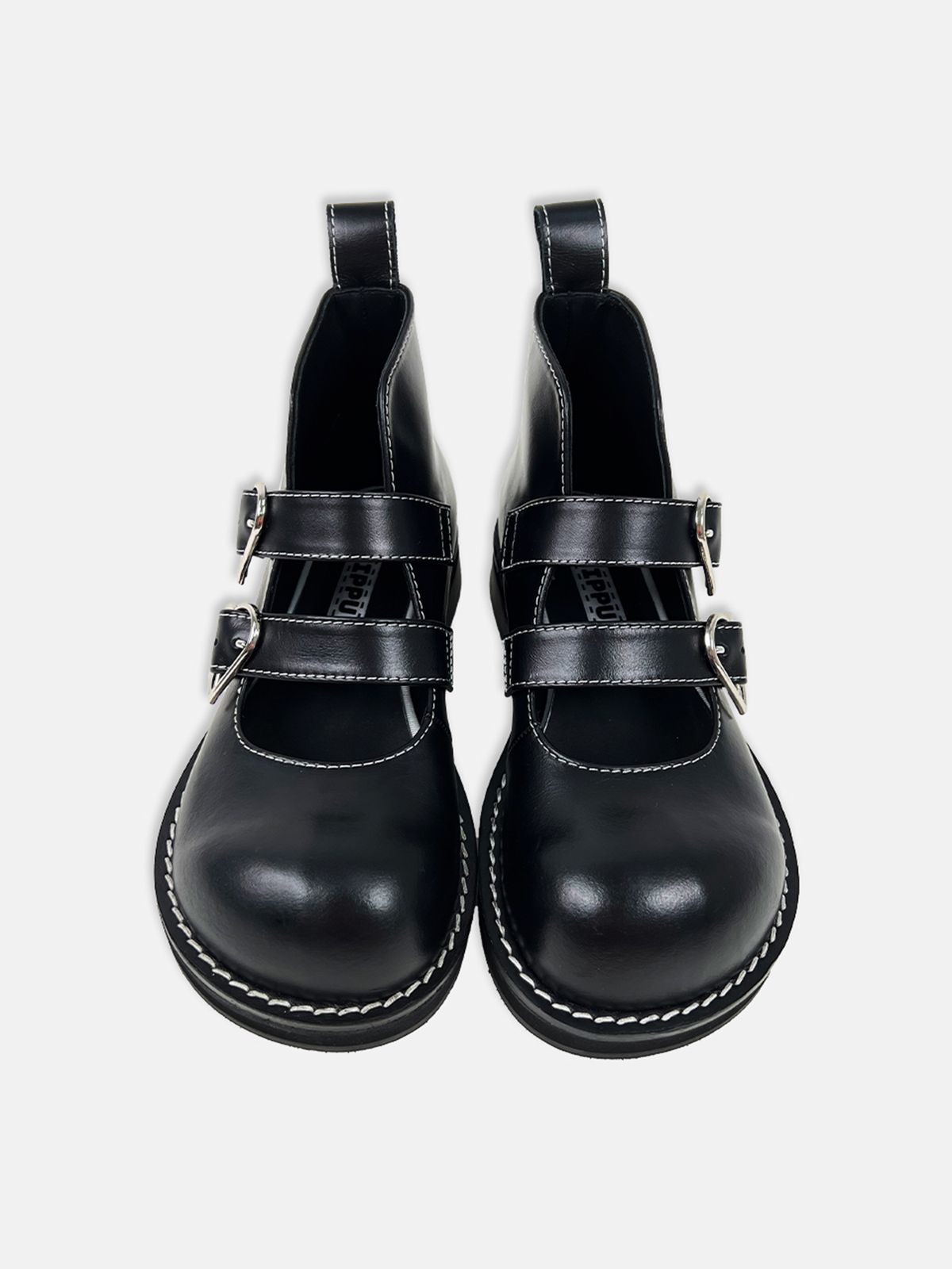 히푸(hippu) Heart Twin Strap Boots [Black]