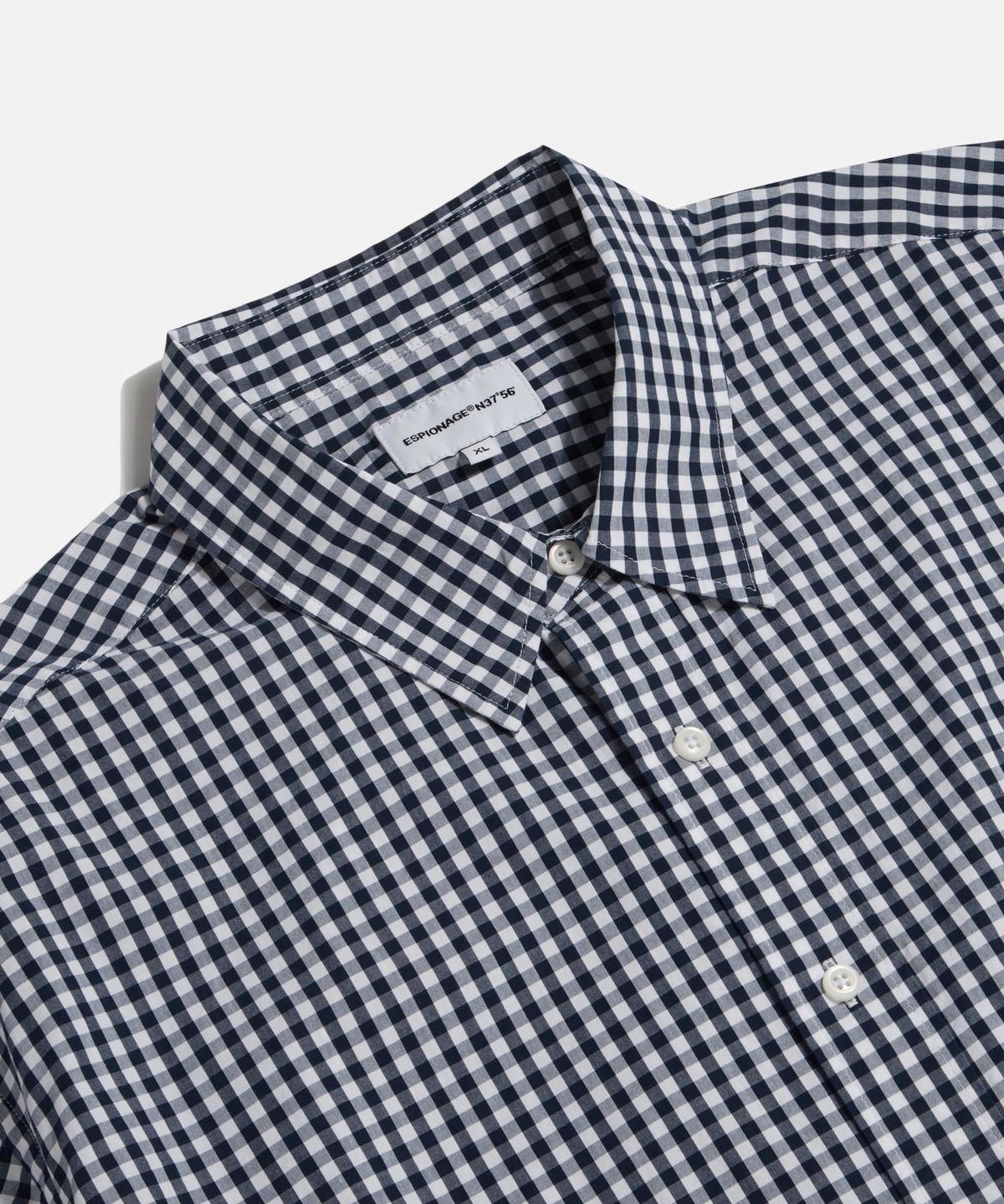 에스피오나지(ESPIONAGE) Gingham S/S Over Shirt Navy
