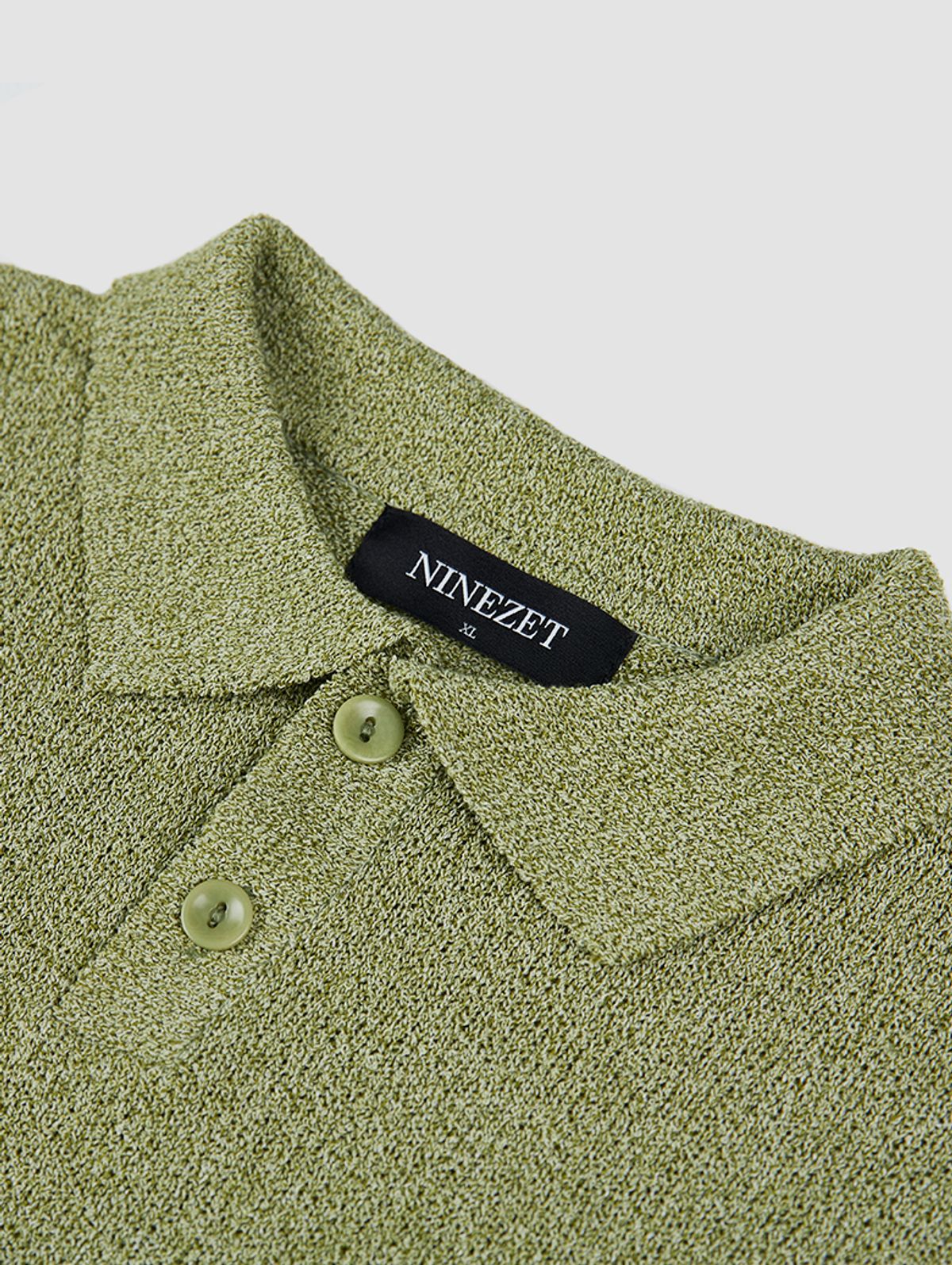 나인제트(NINEZ) 소프트 부클 오버핏 카라 니트 (멜란지 그린) 24NTS01