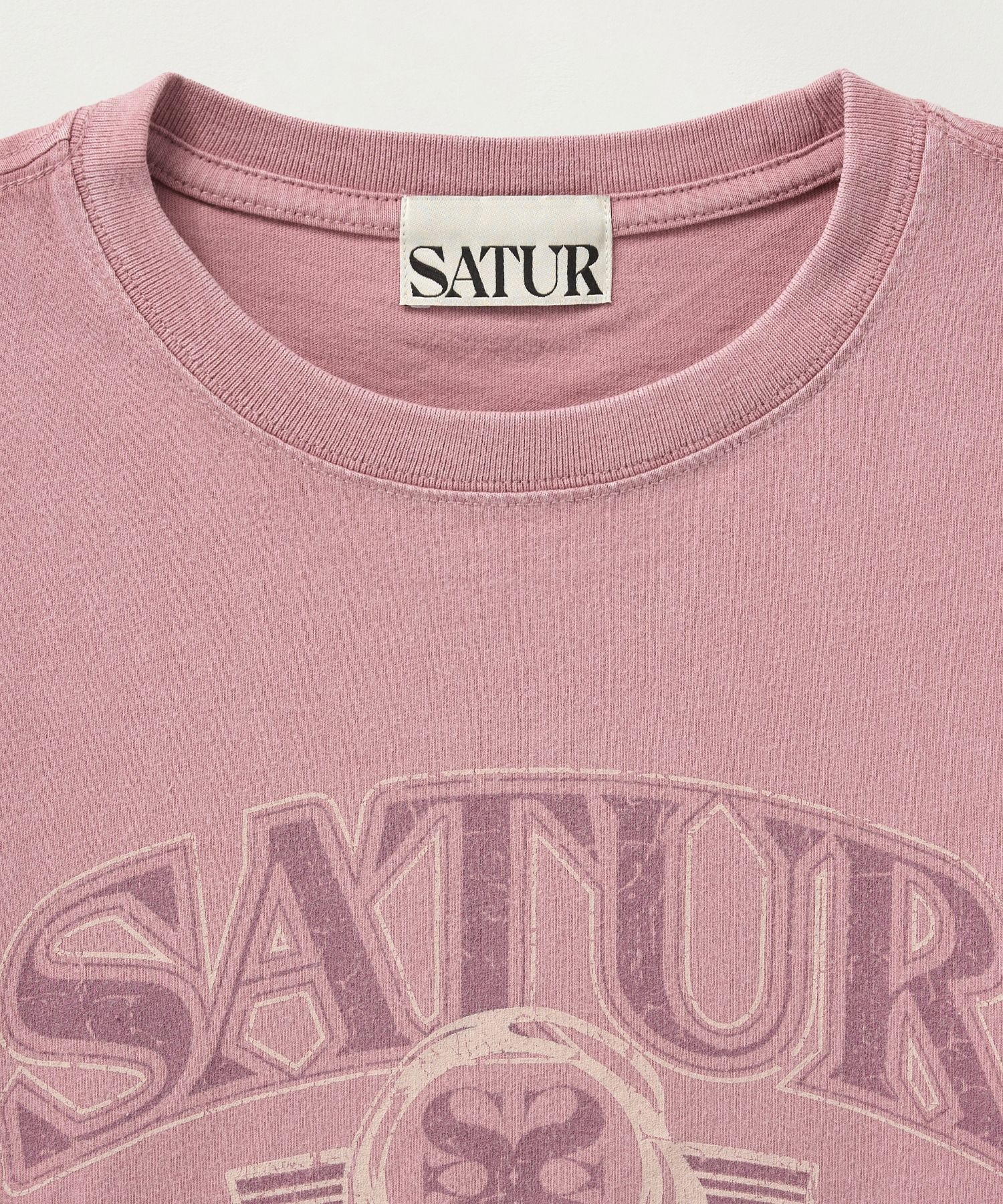 MUSINSA | SATUR (W) Arch Logo Pigment Washed Short Sleeve T