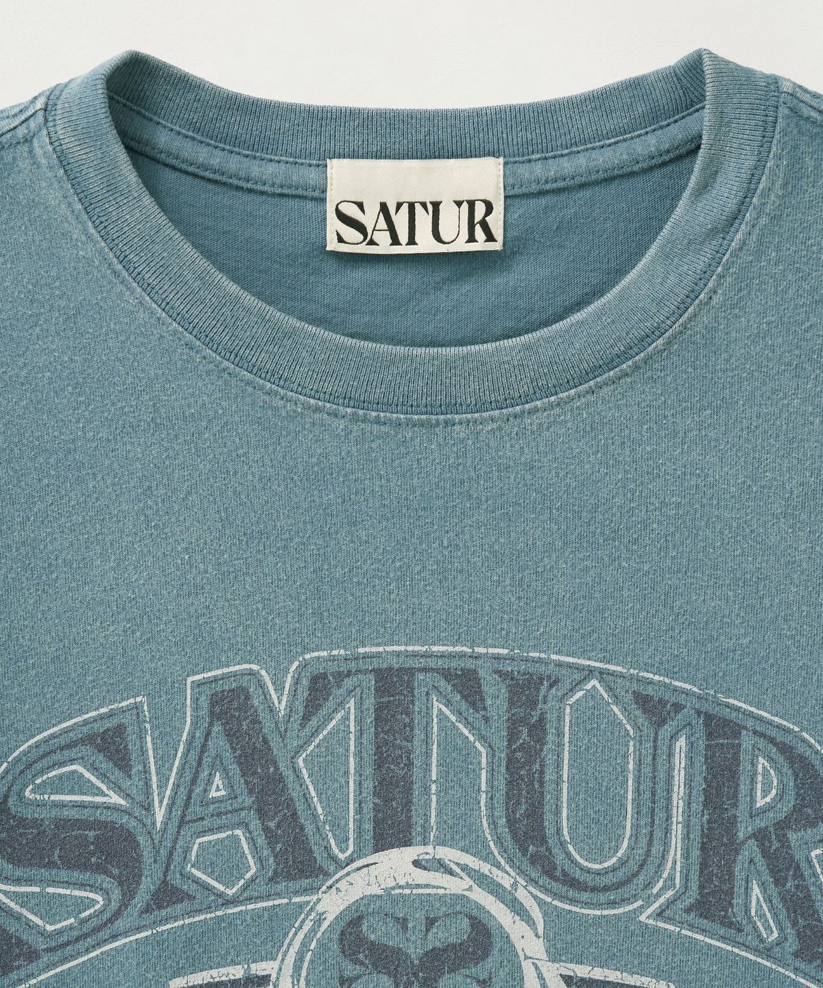 세터(SATUR) (W) 아치 로고 피그먼트 워시드 반팔 티셔츠 블루