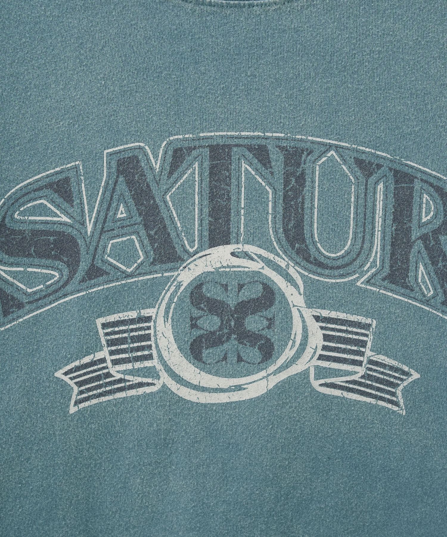 MUSINSA | SATUR (W) Arch Logo Pigment Washed Short Sleeve T
