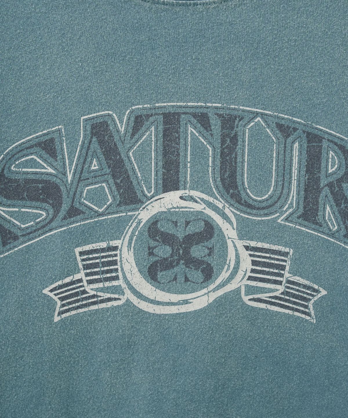 세터(SATUR) (W) 아치 로고 피그먼트 워시드 반팔 티셔츠 블루