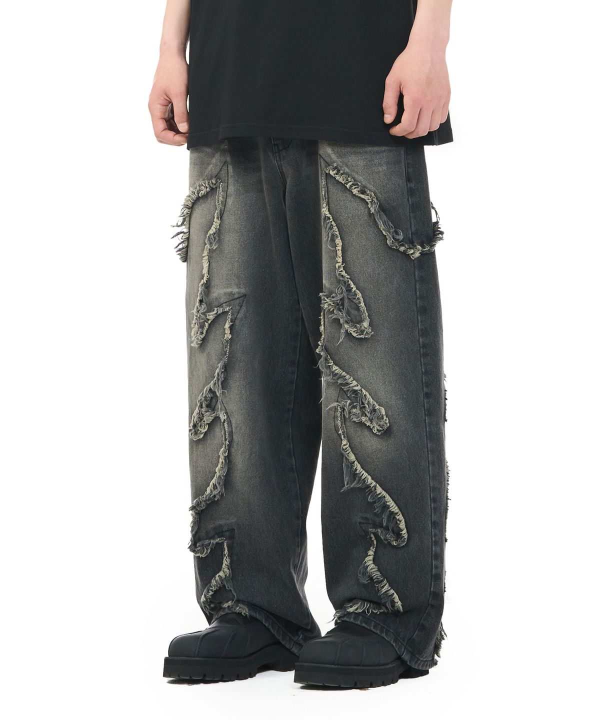 하우스 락 클럽(HOUSE ROCK CLUB) FLAME STAGE PANTS - WASHED BLACK