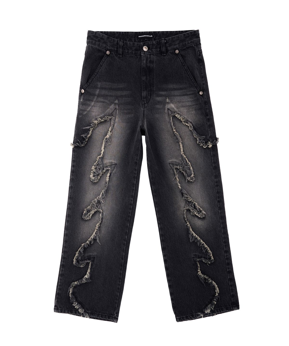 하우스 락 클럽(HOUSE ROCK CLUB) FLAME STAGE PANTS - WASHED BLACK