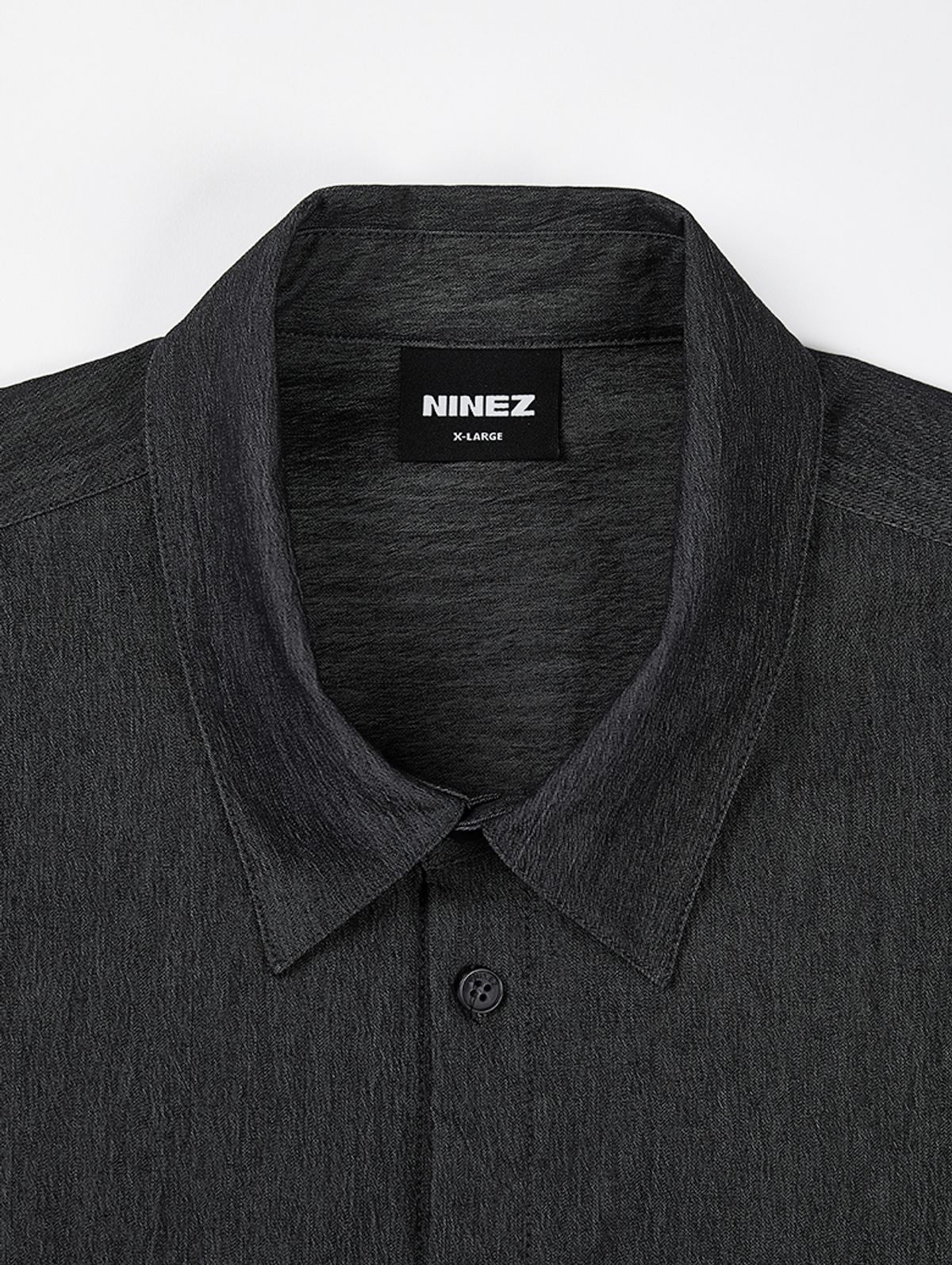나인제트(NINEZ) 와이드 숄더 오버핏 반팔 셔츠 (블랙) 24SH01