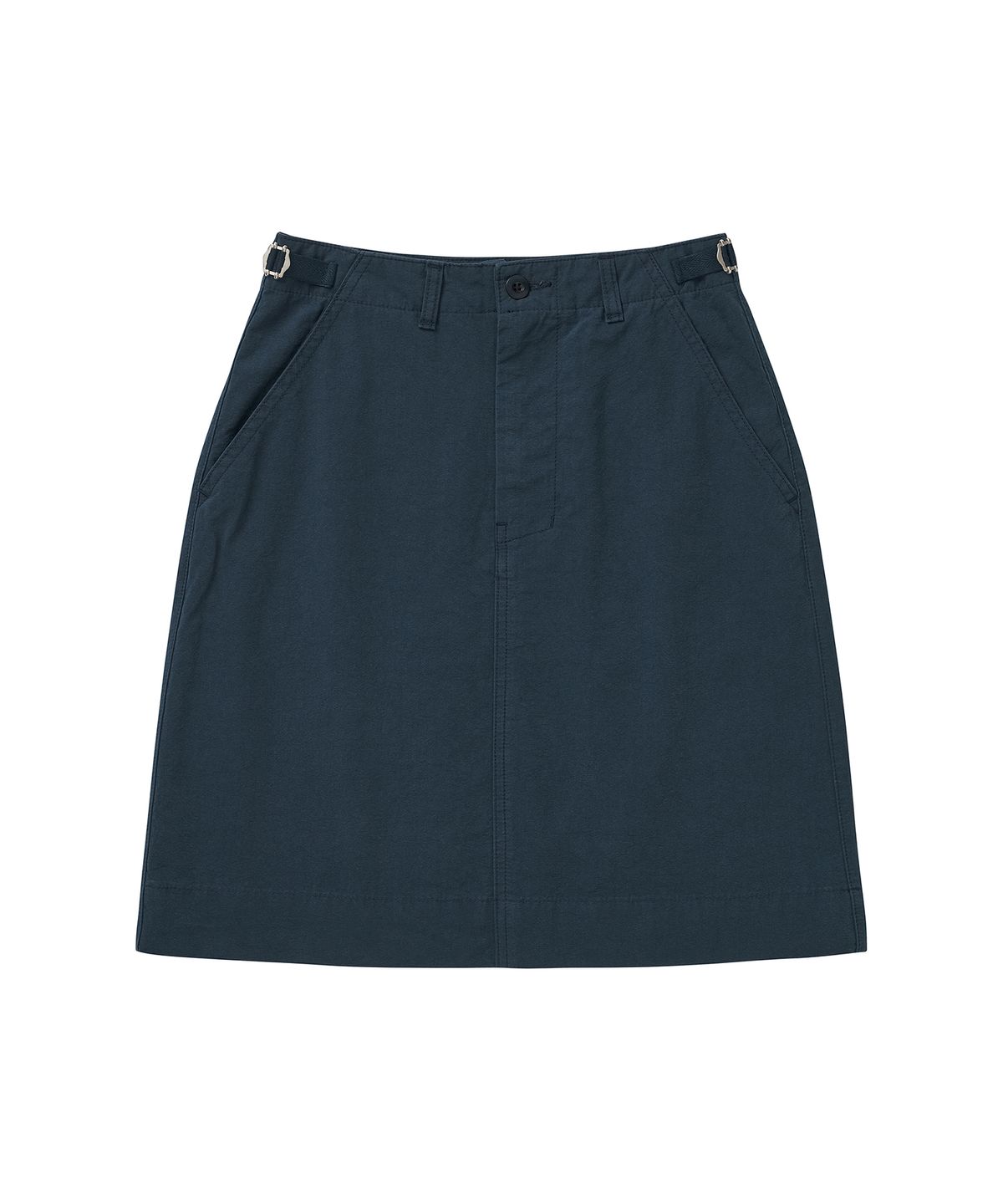 코튼벨(COTTON BELL) 미디 사이드 벨트 스커트 - Navy