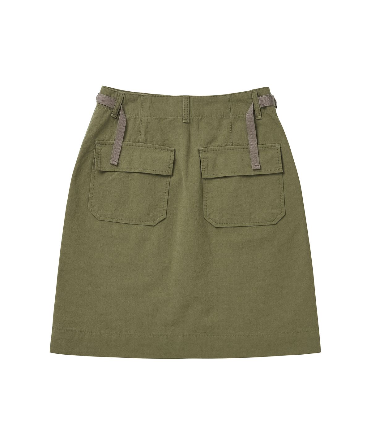 코튼벨(COTTON BELL) 미디 사이드 벨트 스커트 - Khaki