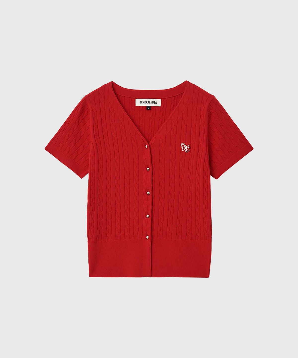 제너럴아이디어(GENERALIDEA) 에어리 브이넥 케이블 가디건 [RED] / WBD2L43545