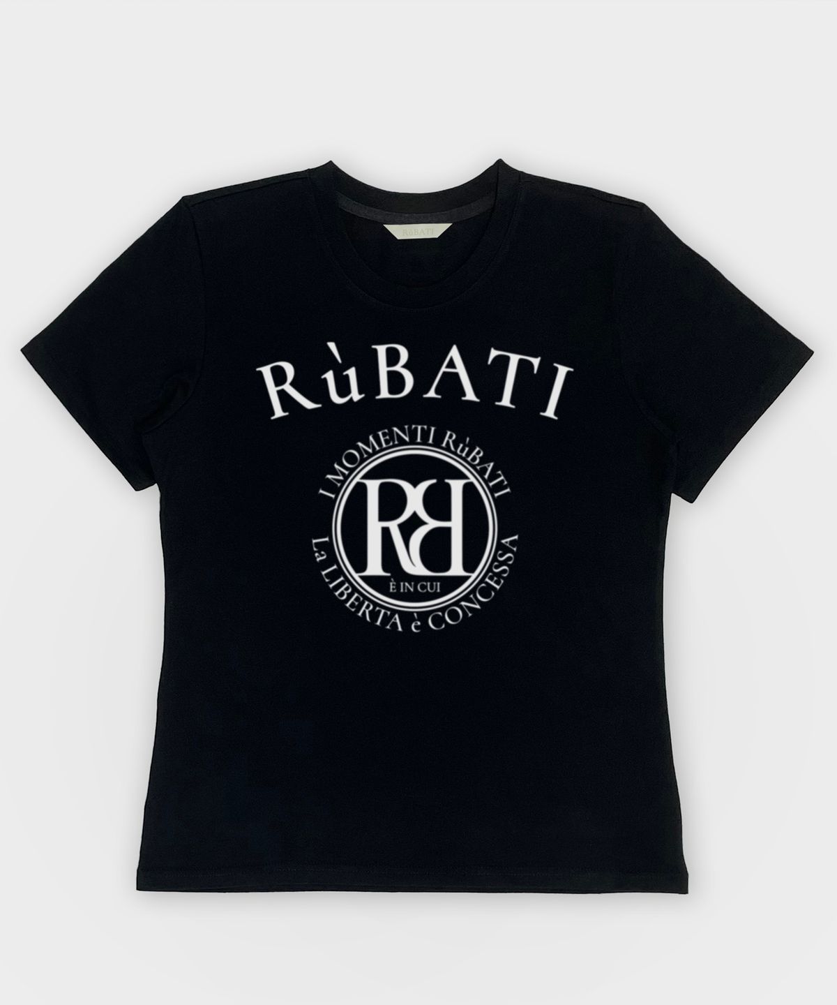 루바티(RUBATI) 아크 로고 티셔츠_블랙