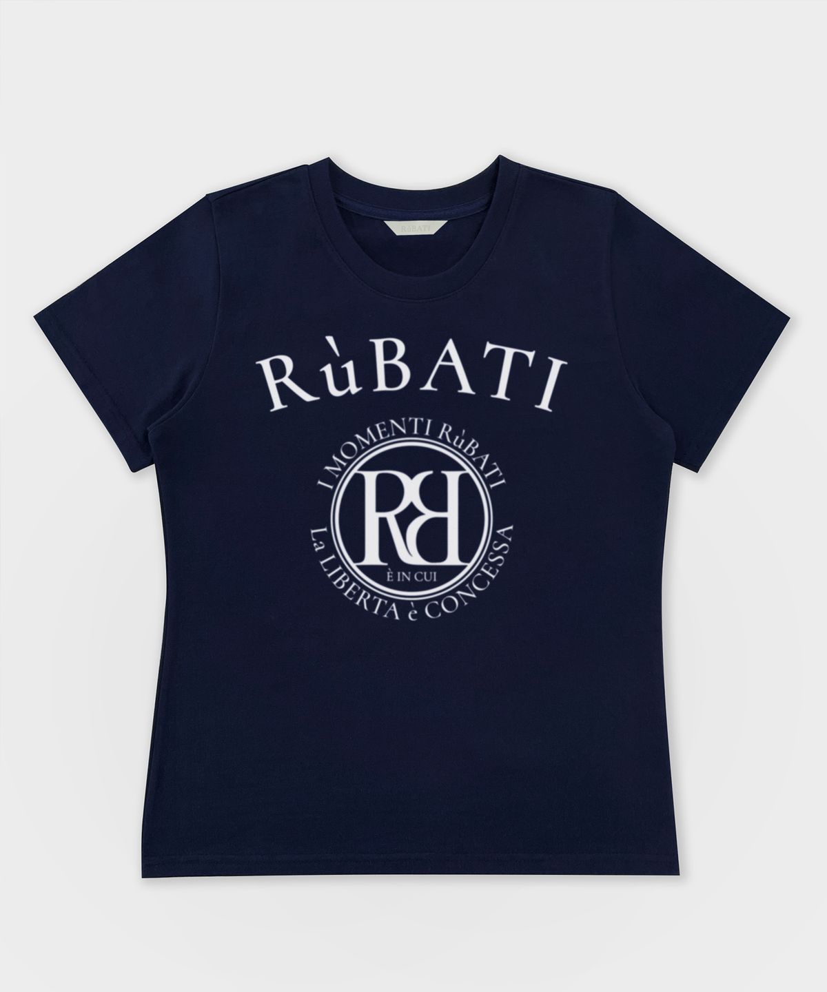루바티(RUBATI) 아크 로고 티셔츠_네이비