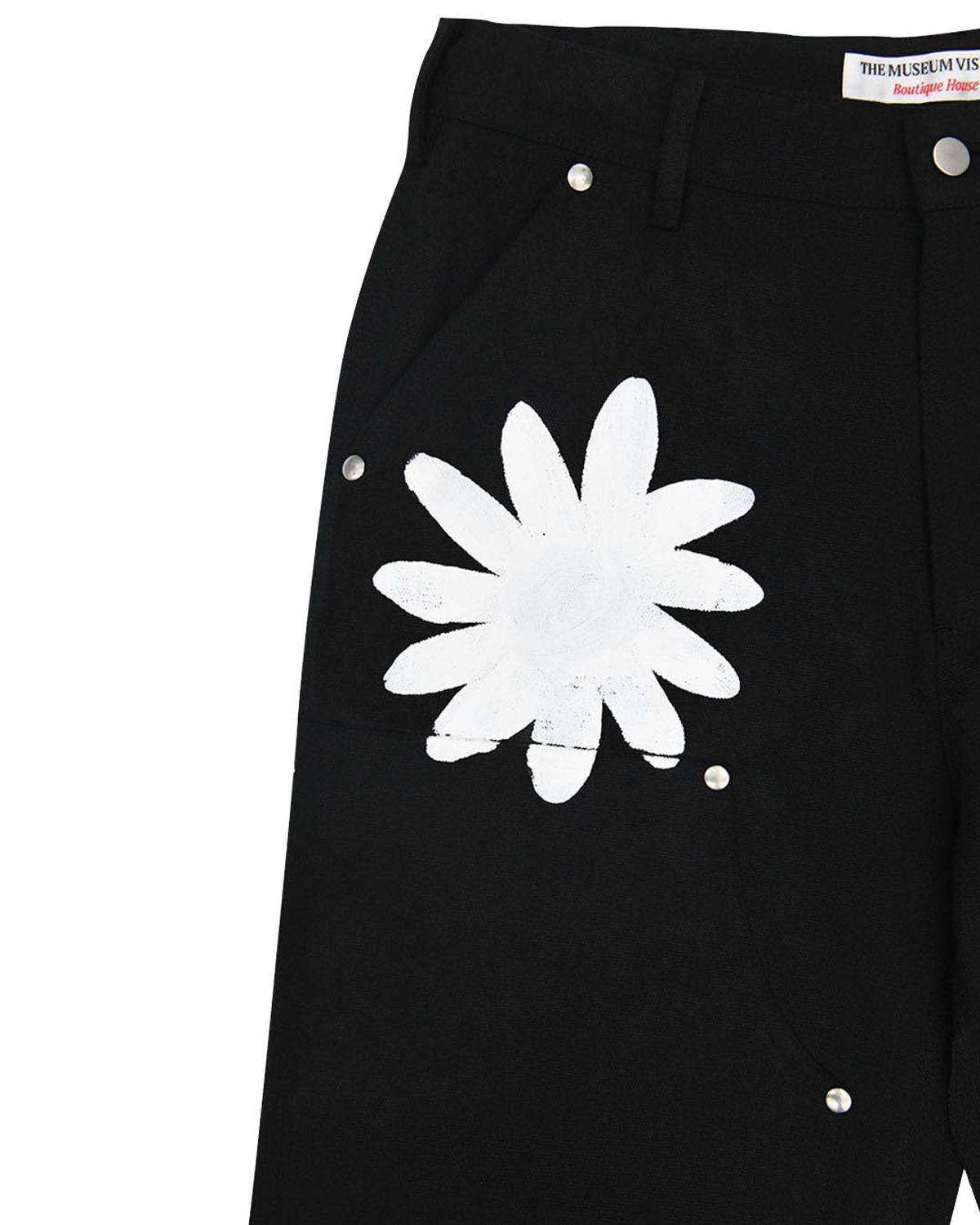 더뮤지엄비지터(THEMUSEUMVISITOR) HAND PAINTED FLOWER CITY PANTS (BLACK)