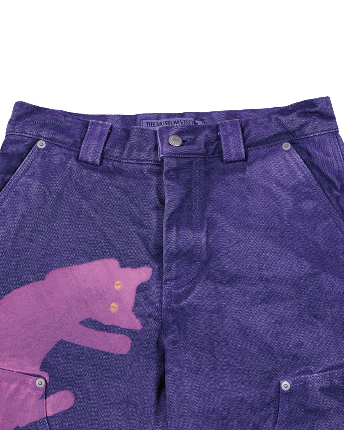 더뮤지엄비지터(THEMUSEUMVISITOR) CAT PRINTED DYEING SHORTS (PURPLE)