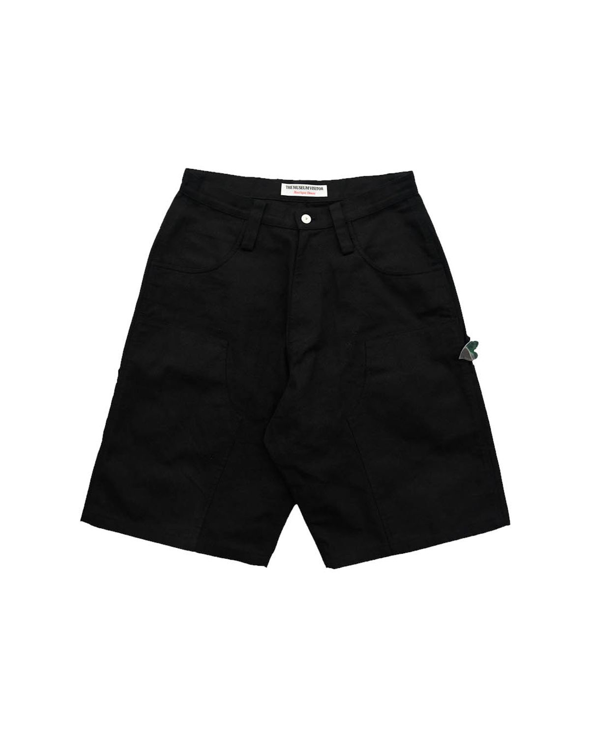 더뮤지엄비지터(THEMUSEUMVISITOR) DOUBLE HEART HALF PANTS (BLACK)