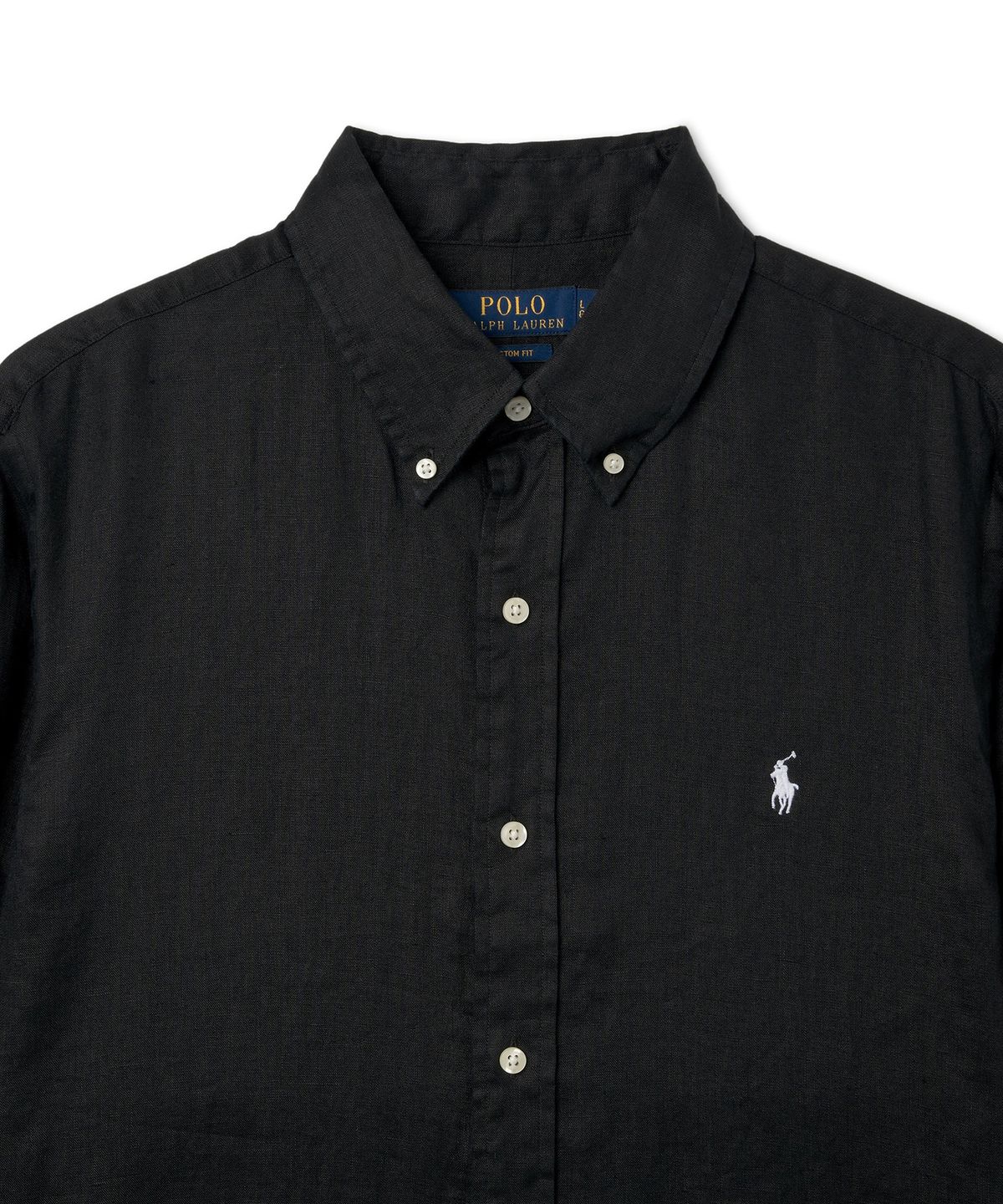 폴로 랄프 로렌(POLO RALPH LAUREN) 커스텀 핏 리넨 셔츠 - 블랙