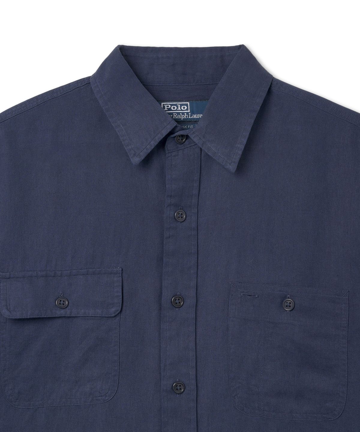 폴로 랄프 로렌(POLO RALPH LAUREN) 클래식핏 리넨 실크 트윌 워크셔츠 - 네이비