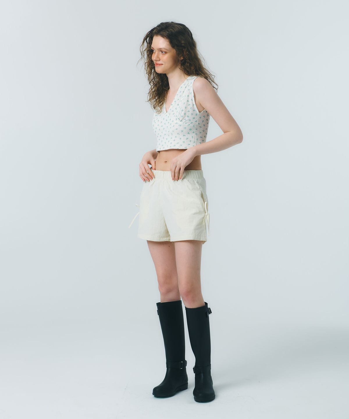 꾸아페(QUAFE) RIBBON NYLON SHORTS_ivory