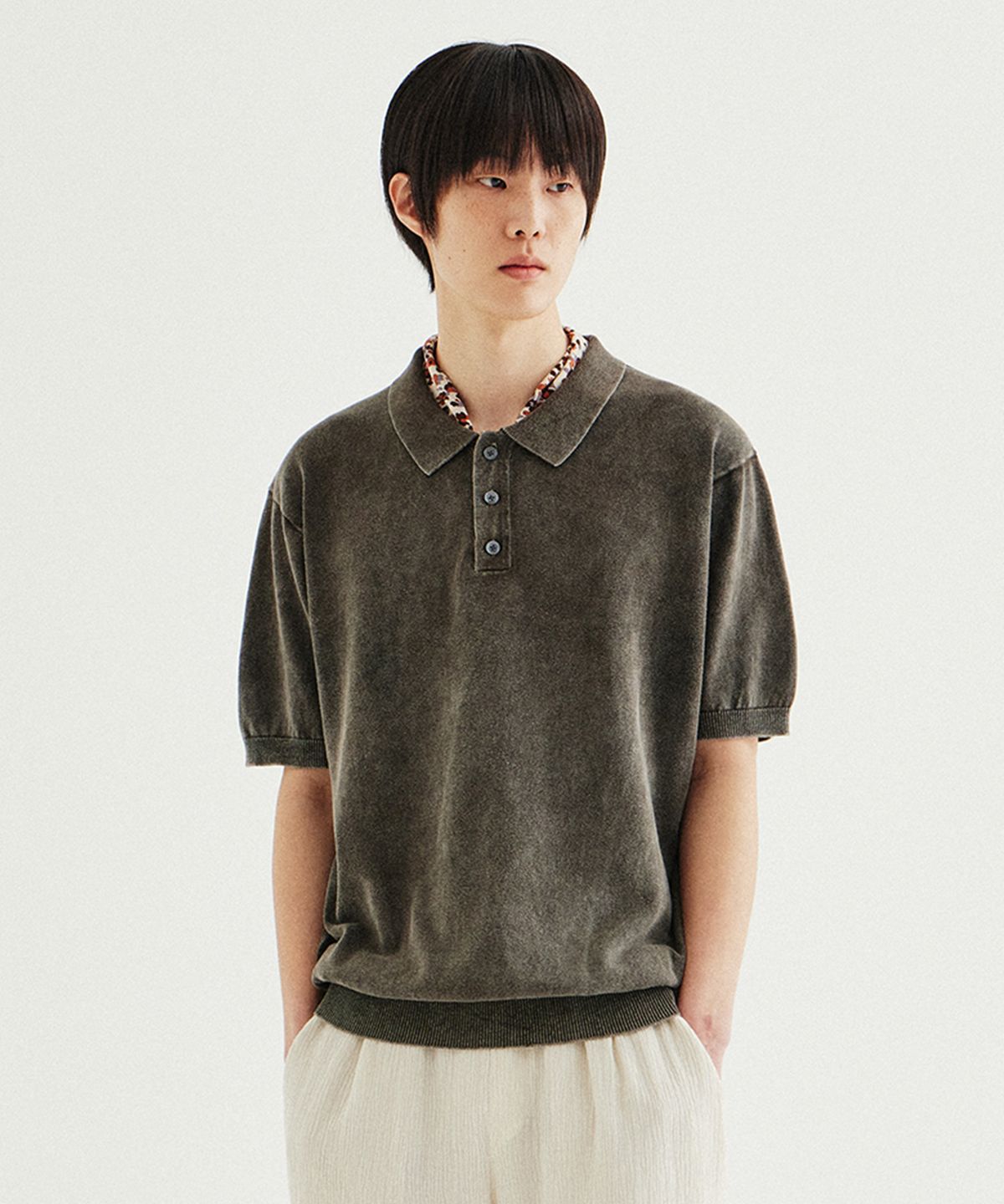 키뮤어(KIIMUIR) 가먼트다잉 카라 하프 니트_4 COLOR