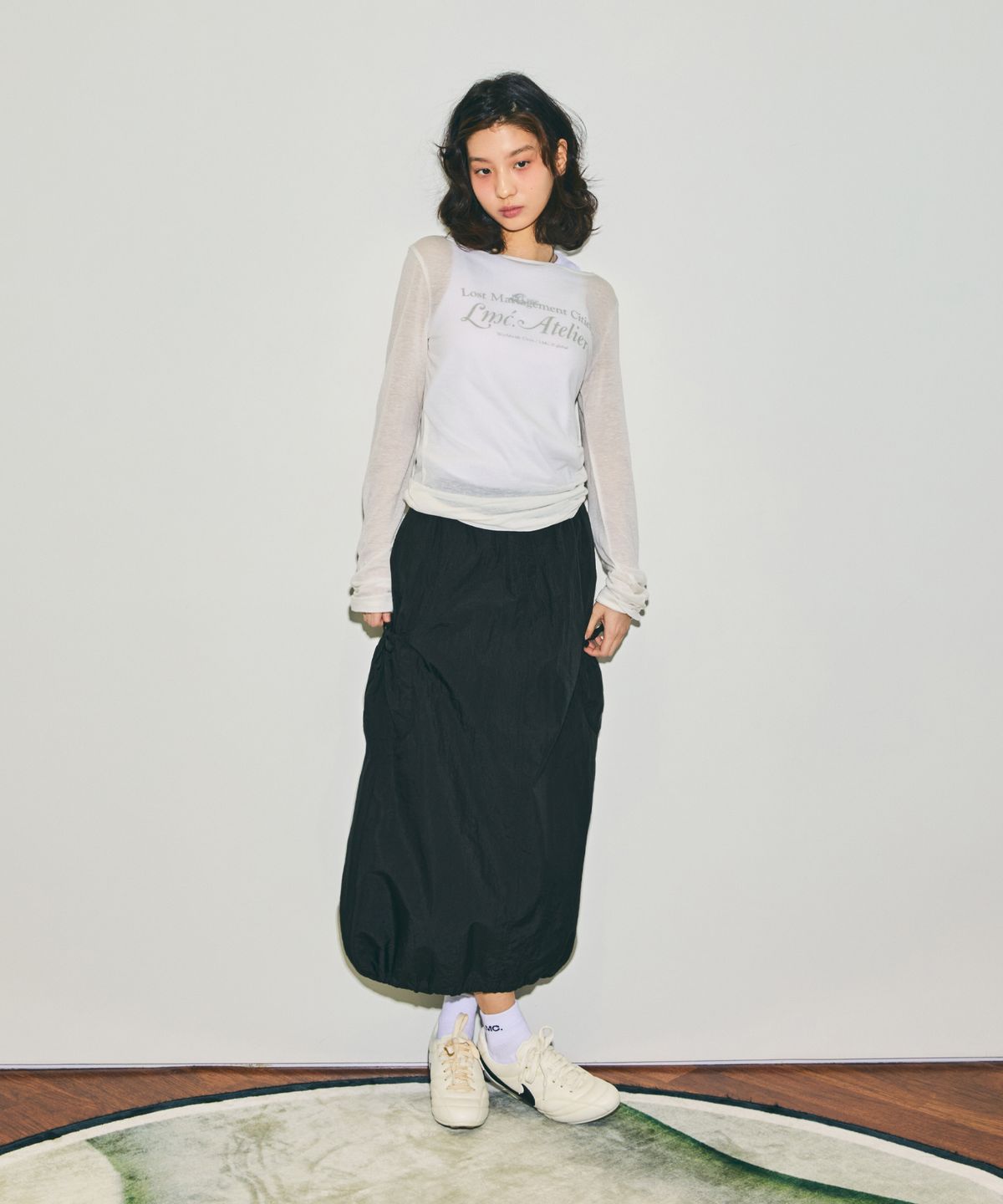 엘엠씨(LMC) WM RIBBON NYLON LONG SKIRT black