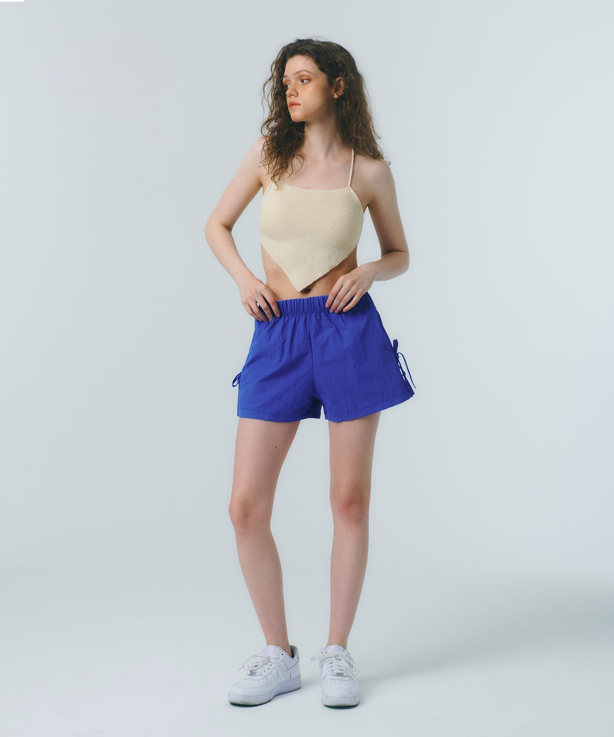 꾸아페(QUAFE) STRAP KNIT TOP (BIKINI)_cream yellow