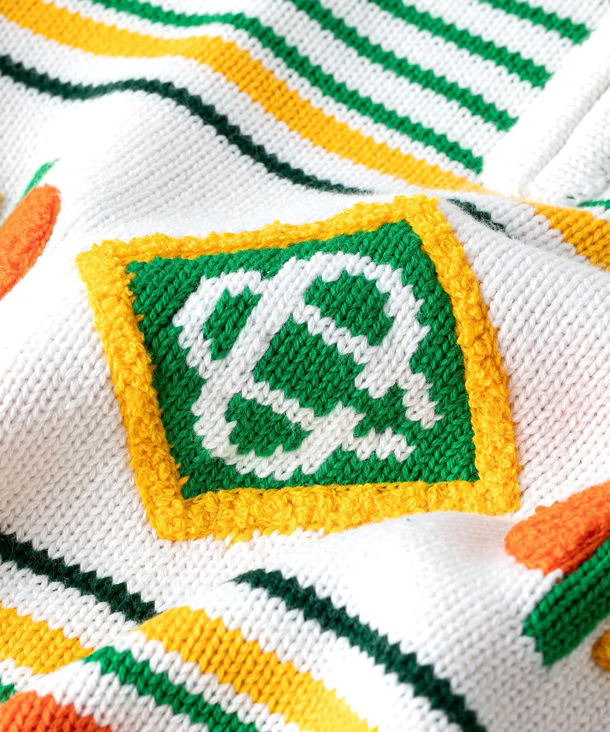 카사블랑카(CASABLANCA) (W) 지오메트리컬 모노그램 스트라이프 점퍼 그린 화이트 오렌지 GEOMETRICAL MONOGRAM STRIPED JUMPER GREEN/WHITE/ORANGE
