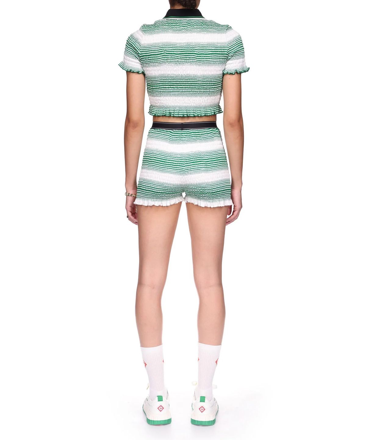 카사블랑카(CASABLANCA) (W) 그라디언트 스트라이프 쉬레드 쇼츠 그린 GRADIENT STRIPE SHIRRED SHORT GRADIENT STRIPE