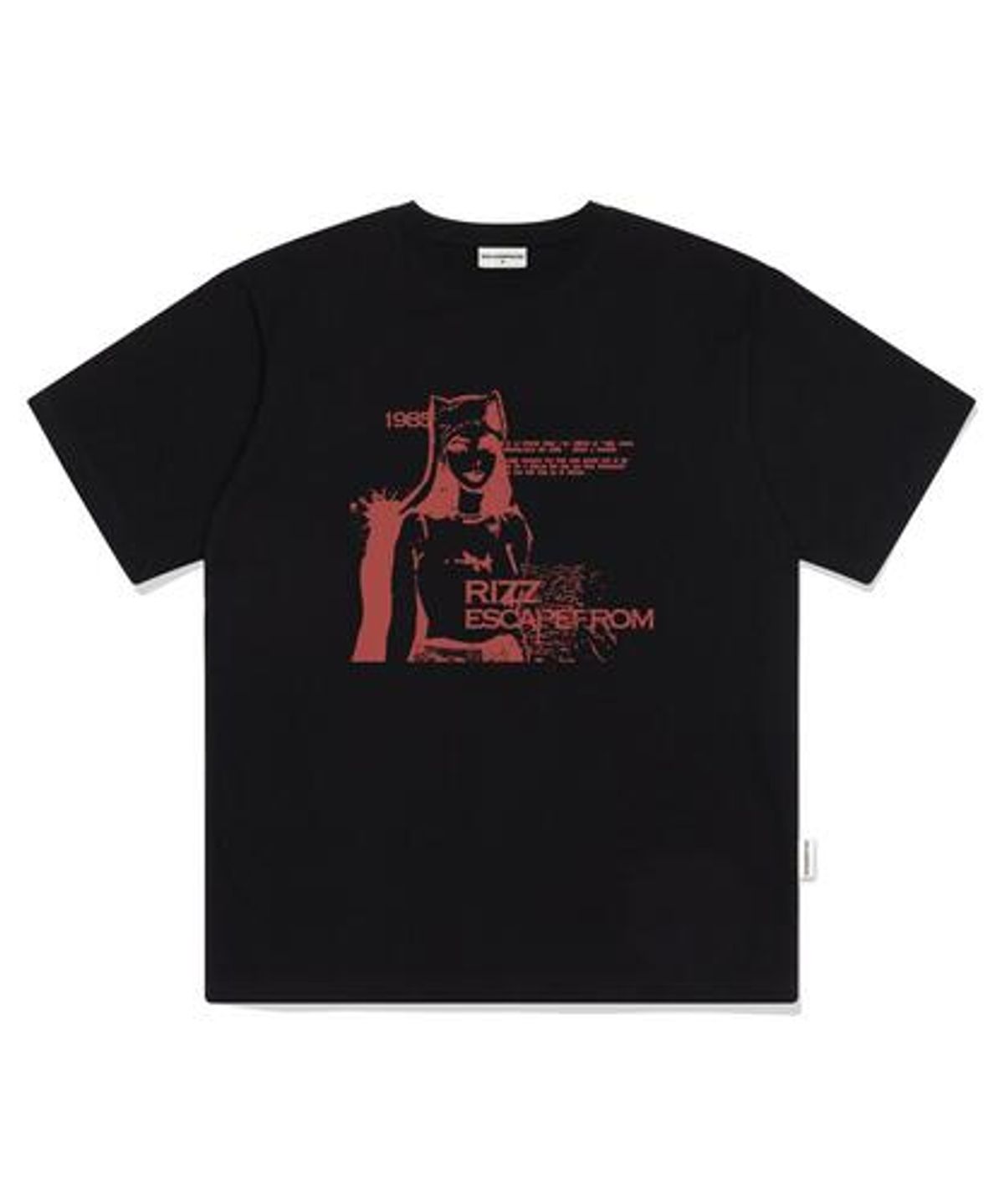 이스케이프프롬(ESCAPEFROM) 레드 1985 리즈 프린트 오버핏 반팔티 블랙