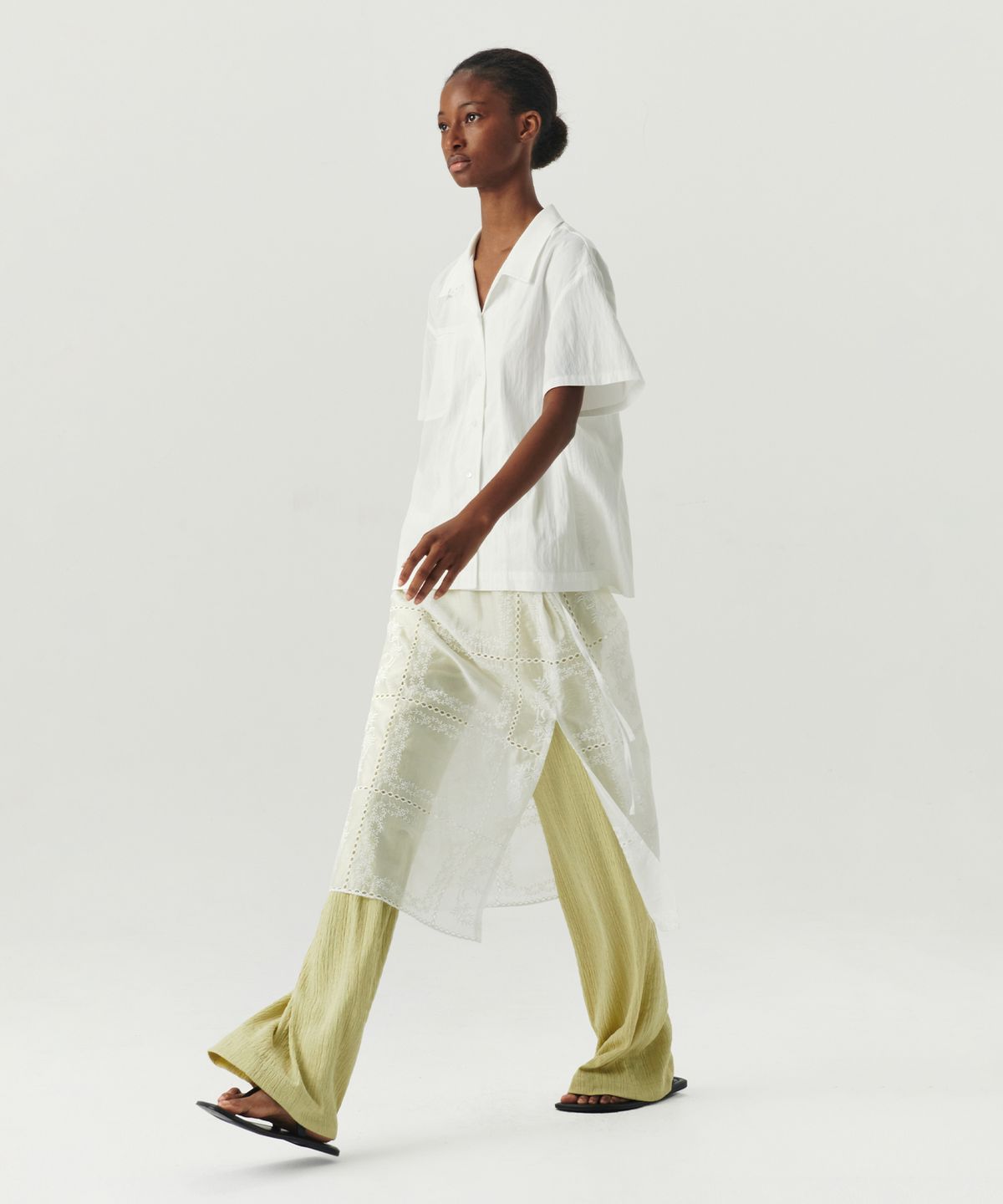 르바(LEVAR) Layered Slim Boots Cut Pants - Avocado