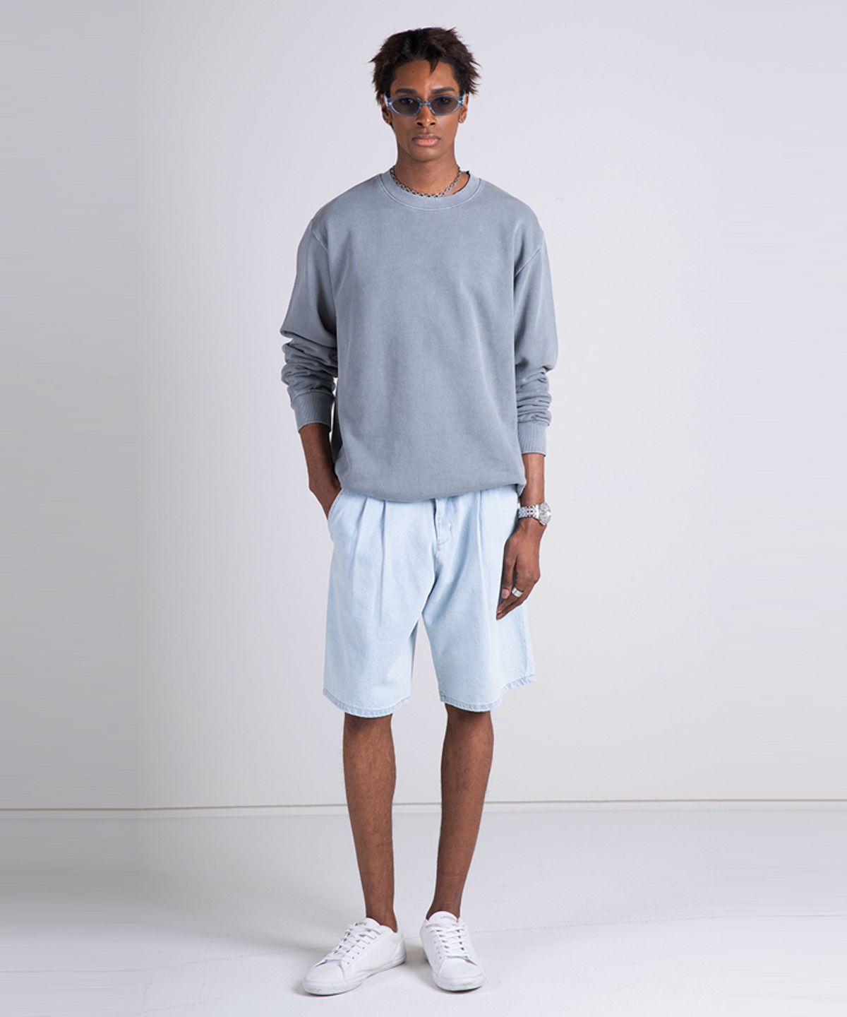 스트라이크(STRIKE) Washed Denim Wide Fit Shorts (3COLOR)