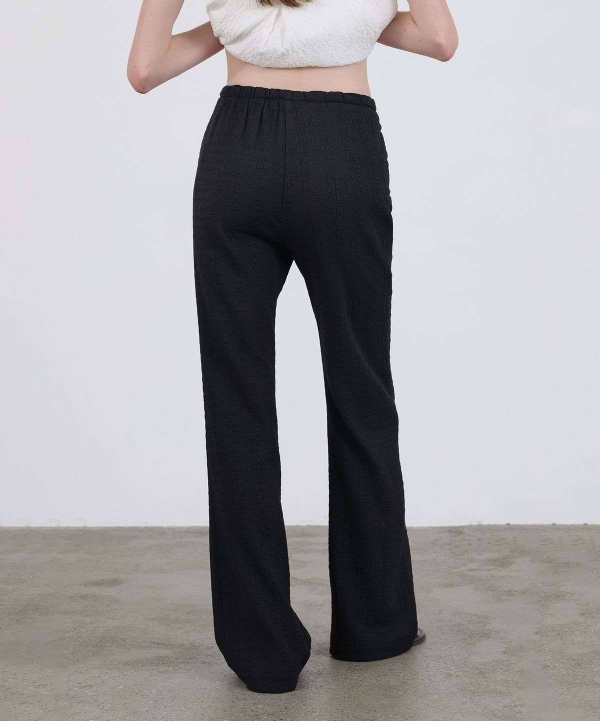 르바(LEVAR) Layered Slim Boots Cut Pants - Black