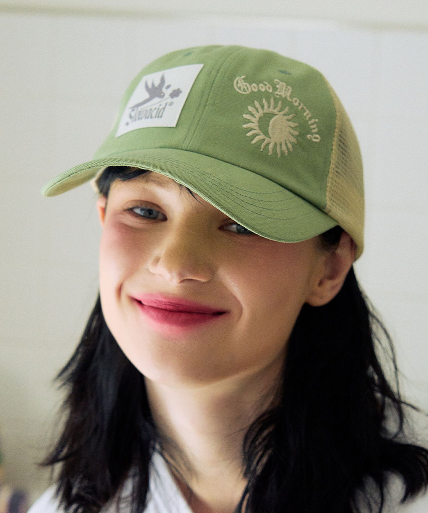 MUSINSA公式 | SLOWACID Bird Label Mesh Ball Cap [Light Green]