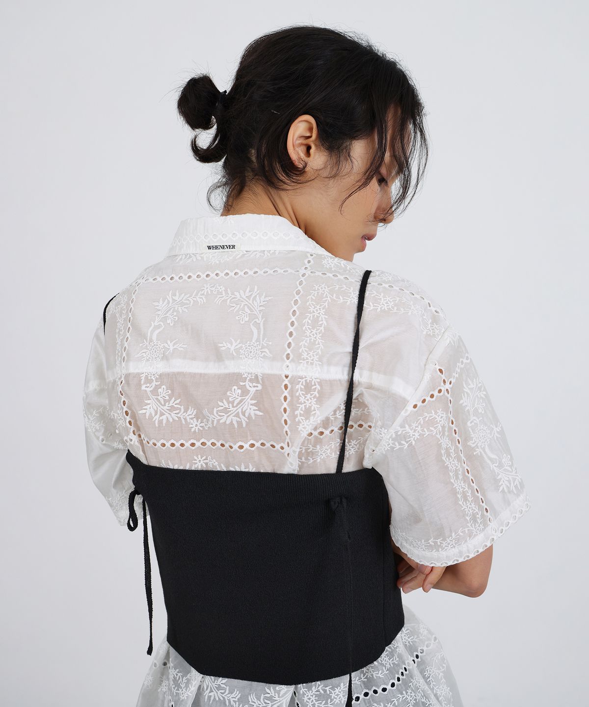 르바(LEVAR) See-Through Lace Shirt - Ivory