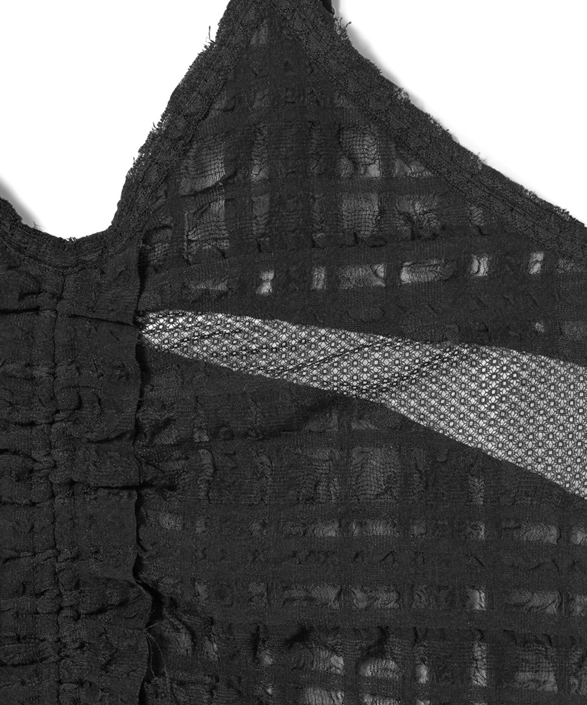 에스이오(s/e/o) RUCHED SLIP LACE TOP_BLACK