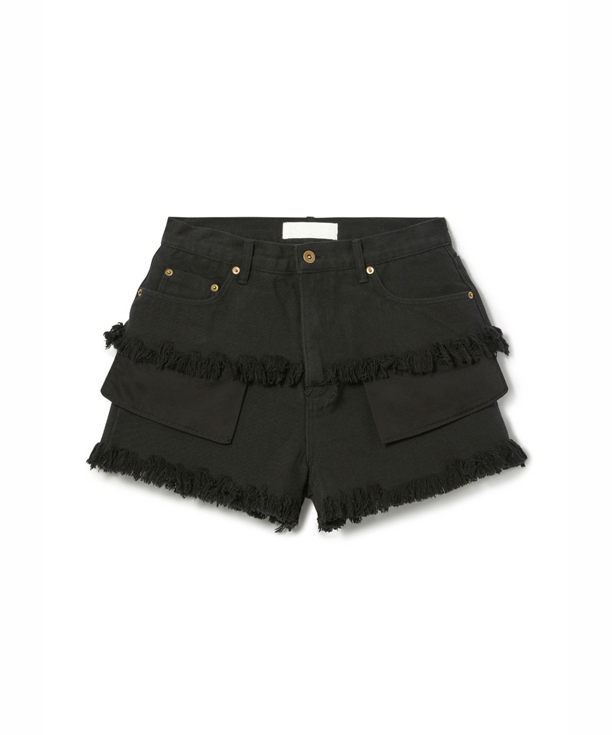 에스이오(s/e/o) EXPOSED POCKET LAYERED DENIM SHORTS_BLACK