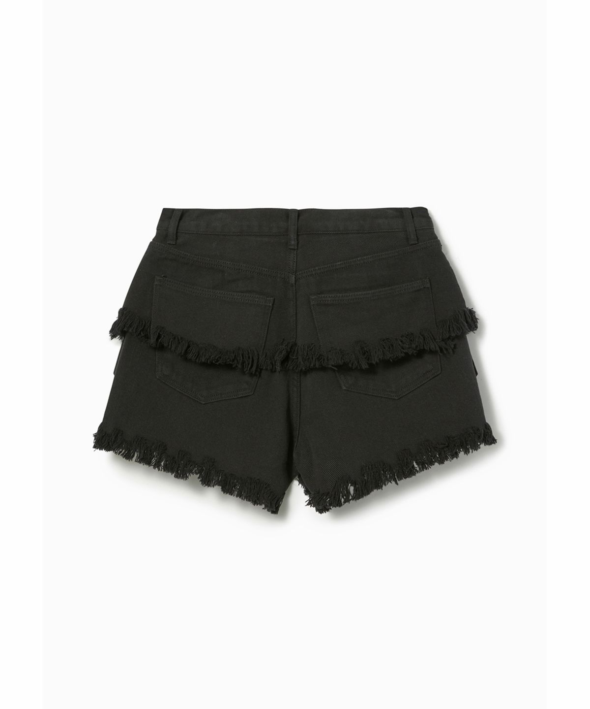 에스이오(s/e/o) EXPOSED POCKET LAYERED DENIM SHORTS_BLACK