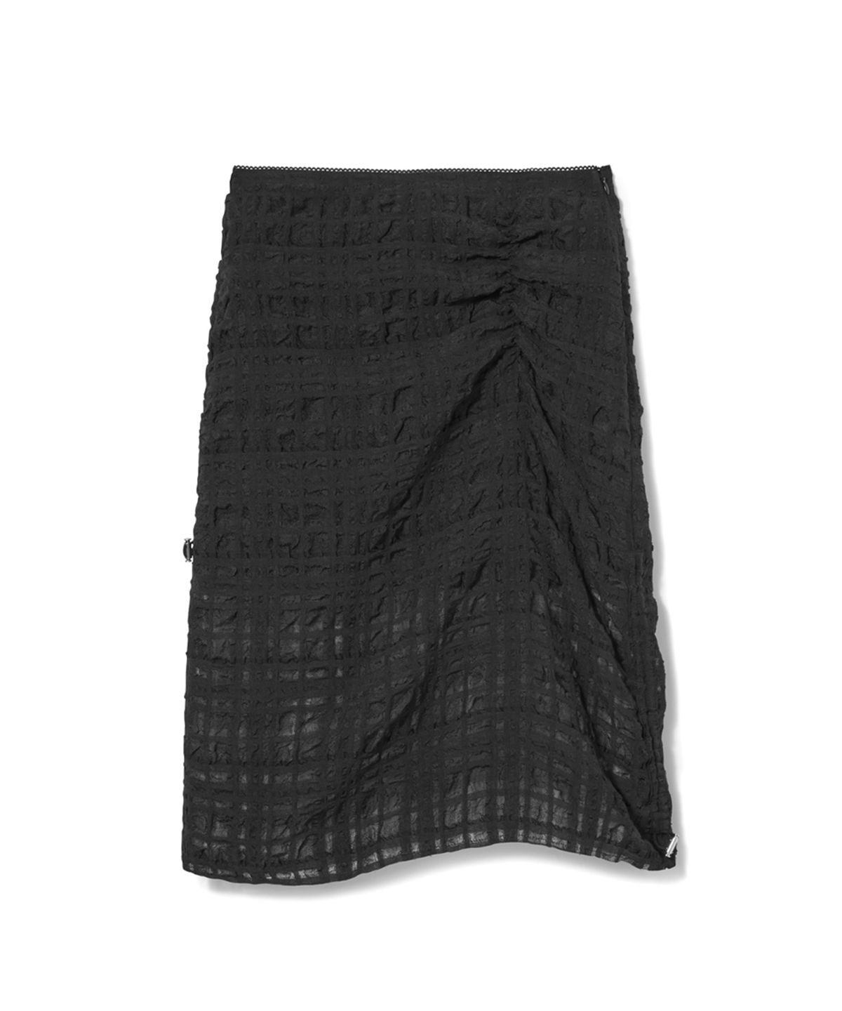 에스이오(s/e/o) RUCHED SHEER MIDI SKIRT_BLACK