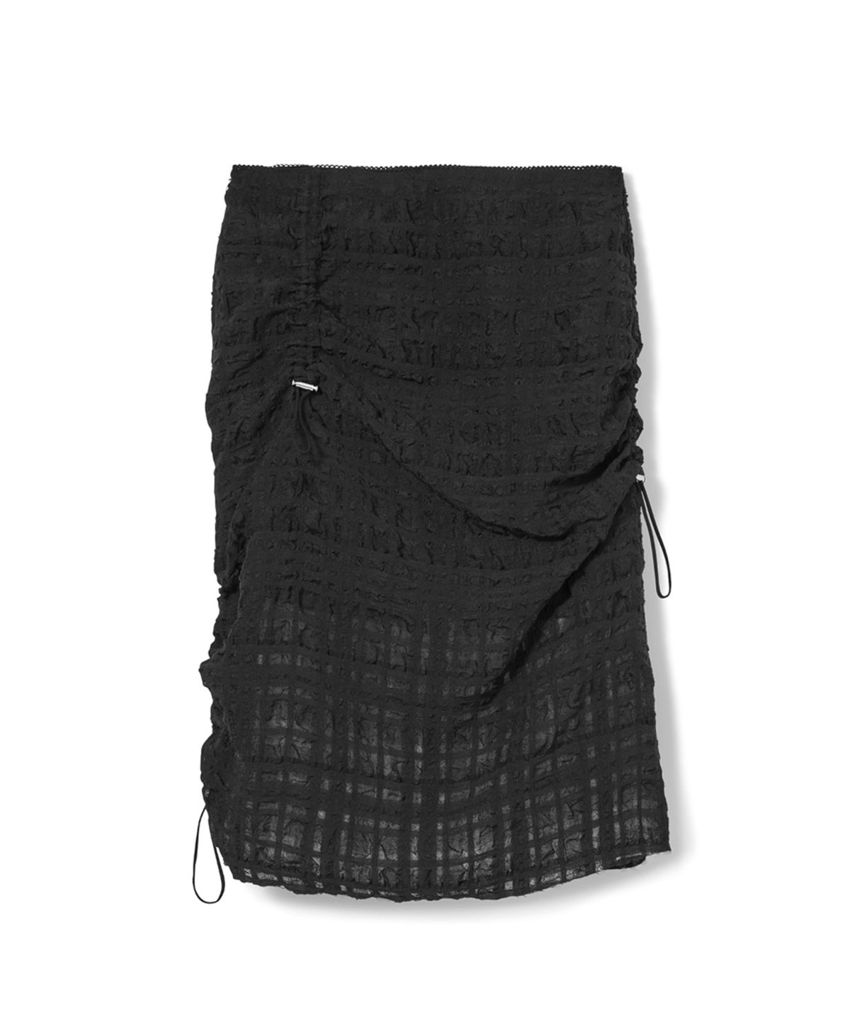 에스이오(s/e/o) RUCHED SHEER MIDI SKIRT_BLACK