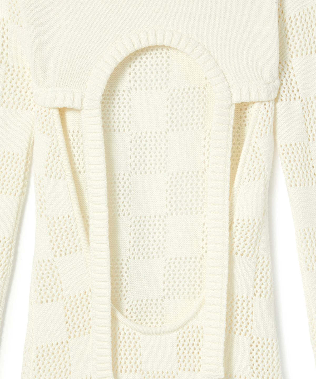 에스이오(s/e/o) CHECKERBOARD OPEN BACK KNIT DRESS_IVORY