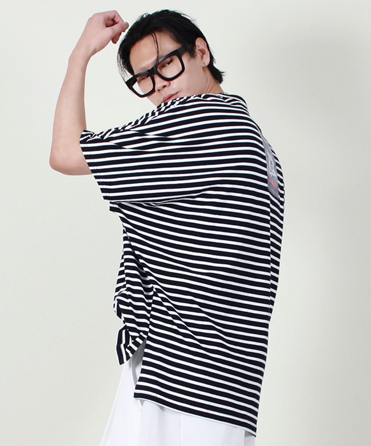 드마크(DEMARC) 돌먼슬리브 박스핏 티셔츠 스트라이프