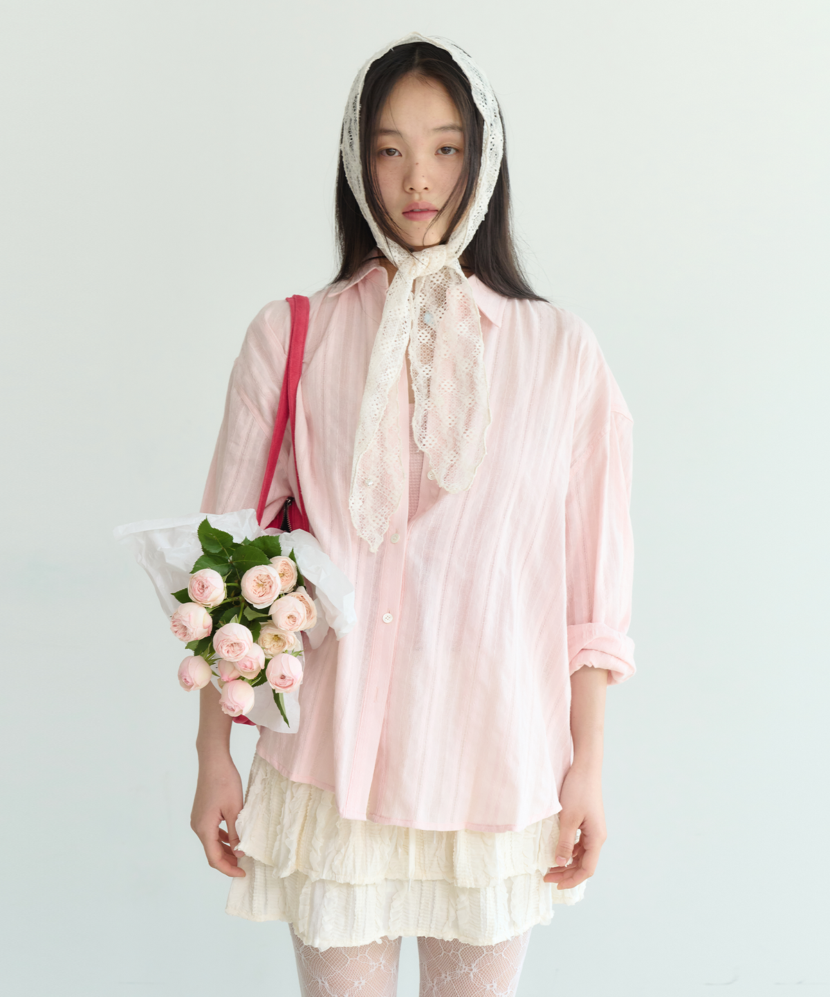 펀프롬펀(FUNFROMFUN) EYELET OVERFIT SHIRTS, PEACH